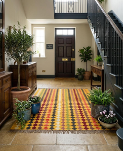 Geometric Diamond Handmade Wool Jute <b>Rug</b> Boho Tribal Farmhouse Area Carpet <b>Rustic</b> Floor Decor for Living Room Bedroom Hallway - Product Image 3
