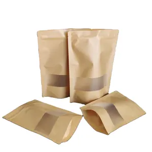 批发坚果和干果牛皮纸拉箱袋带窗户食品纸袋包装