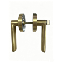 Poignée de porte à trois barres en acier inoxydable doré brossé PVD anti-rouille, avec rosette ronde, silencieuse et lisse, pour salle de bain