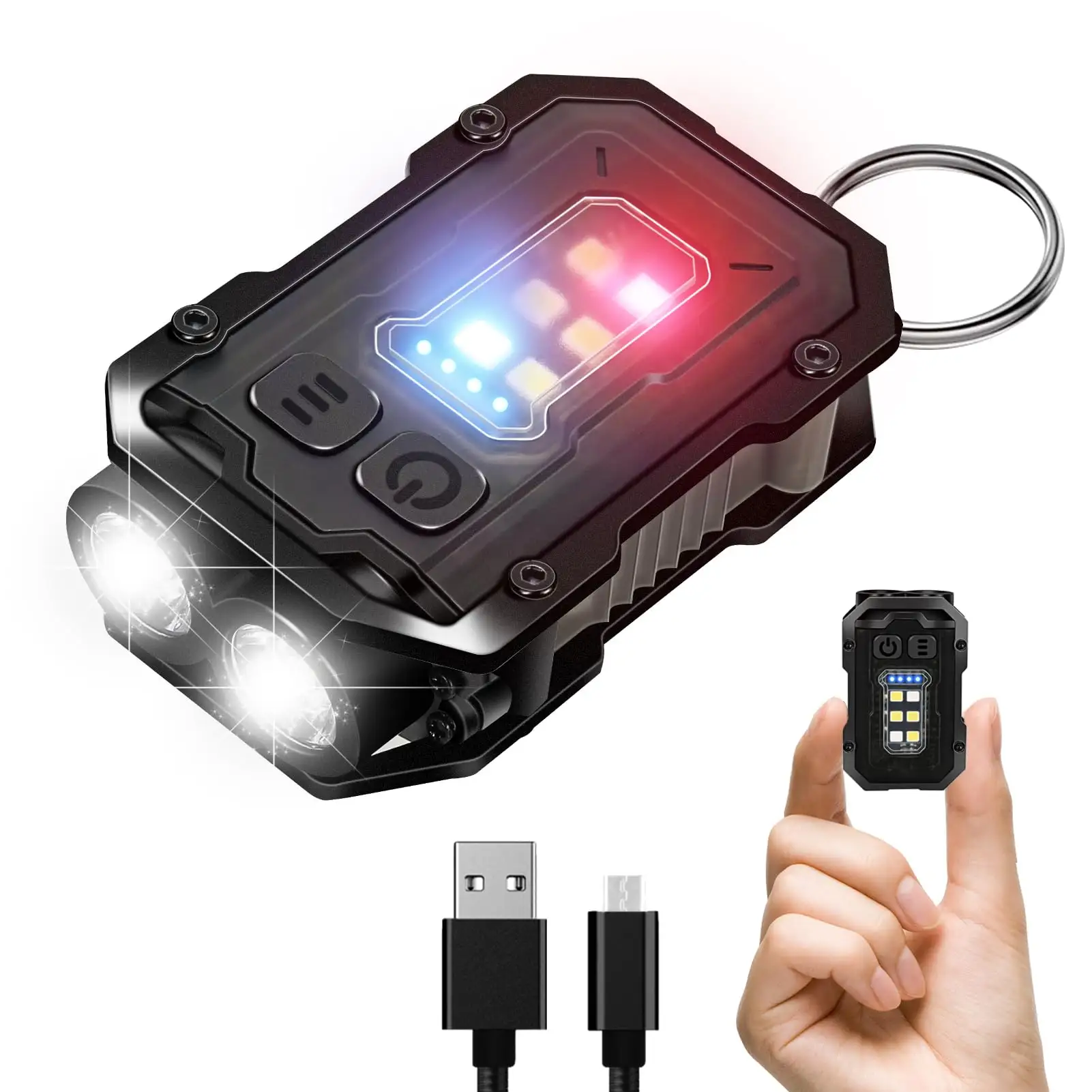 Mini Keychain EDC Flashlight Rechargeable 800 Lumens Super Bright Flash Lights Small Portable Pocket Torch with Magnet & Clip