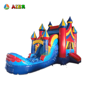 Château gonflable Carnival Castle avec toboggan, château de saut pour enfants avec design multi-tours pour les événements festifs et les jeux - Product Image 1