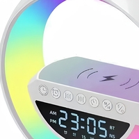 Speaker Mini Hotsale Pengisian Daya Nirkabel Jam Alarm Lampu Ambient Multifungsi 4 in 1 Speaker Pintar