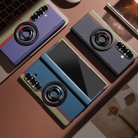 Étui de protection magnétique à texture carbone de luxe avec support à charnière pour Samsung Z Fold 8 Ultra / 7 6 5 4 3 et film trempé