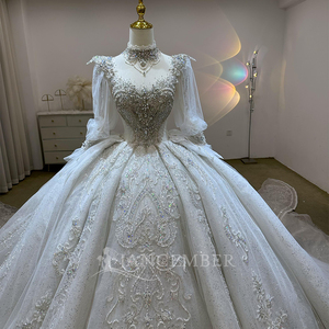 Jancember JJ101 Glamorous Heavy Beaded Wedding Empire Vestidos Vestido con manga acampanada - Product Image 4