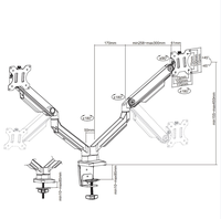 Support de bras de moniteur à ressort à gaz Support de support de moniteur à double hauteur réglable