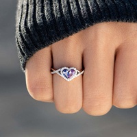 Bague pour femme en pierre naturelle en forme de cœur, style européen-américain, personnalisable, bijoux d'anniversaire sur mesure, directement du fabricant, 12 décembre