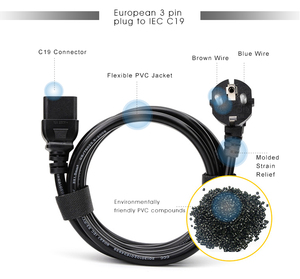 Câble d'extension d'alimentation EU CEE vers IEC C13 1,2 m 1,5 m 1,8 m CA 10 A pour ordinateur portable, téléviseur, moniteur - Product Image 6