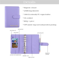 Carpeta de Cuaderno de Cuero Suave A6, Carpeta Planificadora de Presupuesto, 12 Hojas de Presupuesto, 2 Categorías, Etiqueta Adhesiva para Cartas
