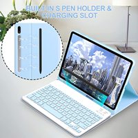 Casing Tablet Samsung, untuk Samsung Galaxy Tab S10FE PLUS S9 FE S8 PLUS S7FE magnetik dengan Slot casing Keyboard nirkabel