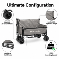 Carrito Plegable Portátil Negro, Carrito Utilitario Plegable para Camping, Playa, Jardín, Compatible con OEM/ODM, Directo de Fábrica