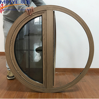 Ventana Redonda de Aluminio Estilo Francés, Ventana Circular de Doble Apertura con Vidrio para Diseño de Hogar Moderno