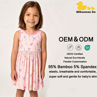 Robe d'été sans manches pour tout-petits OEKO, imprimé personnalisé, vêtements pour filles, robe mignonne personnalisée pour bébé en bambou et élasthanne avec bretelles fines