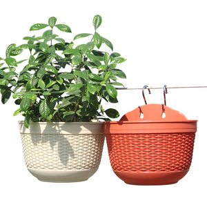 Maceta de resina semicircular para colgar en la pared de plástico de diseño moderno Meixuan, punto de fábrica de mimbre de imitación creativo al por mayor - Product Image 5