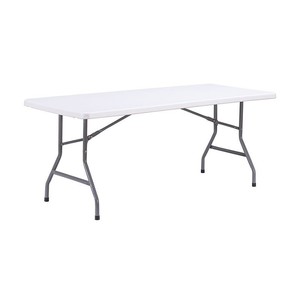 Mesa de plástico plegable portátil blanca, tapas de pie antiruido de 153cm, diseño tradicional para muebles de exterior, banquetes - Product Image 1
