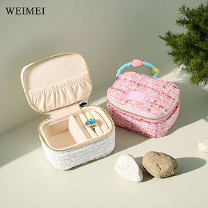 WEIMEI Custom Macaron-colored Portable Jewelry Storage Bag Jewelry Travel Organizer <b>Box</b> Ring Necklace <b>Earring</b> with Beaded Chain - Product Image 3