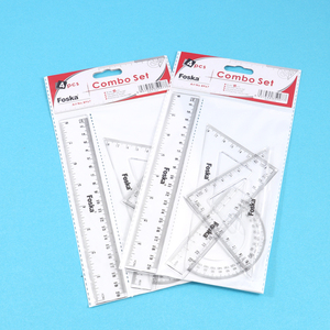 Foska thước đo góc thẳng và tam giác toán học hình học công cụ nhựa trong suốt Cai Trị để vẽ và đo lường 4 bộ - Product Image 6
