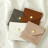Pochette d'emballage pour bijoux avec logo personnalisé, 8*8, en microfibre, pour boucles d'oreilles, colliers, avec rabat, enveloppe, sac d'emballage pour bijoux