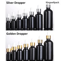 Flacon compte-gouttes en verre noir personnalisé de 5ml 10ml 15ml 20ml 30ml 50ml 100ml huile essentielle flacon en verre violet foncé avec pompe
