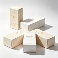 Boîtes d'emballage de parfum en papier recyclé personnalisées avec gaufrage doré, boîte cosmétique haut de gamme blanche pour soins de la peau et rouges à lèvres