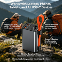 Batterie externe 30000 mAh avec charge rapide PD 100W, lampe de camping LED, 4 ports, chargeur portable pour ordinateur portable