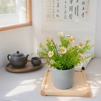 Tanaman Bunga Daisy Buatan Vcare 35cm, Bonsai Miniatur Realistis Buatan Tangan untuk Dekorasi Meja Rumah, Grosir