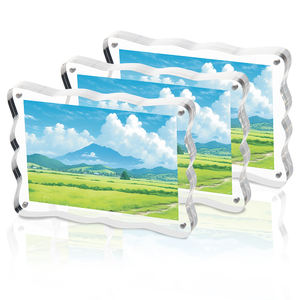 Bingkai Foto Akrilik Magnetik Transparan Modern yang Dapat Disesuaikan, Tepi Bergelombang, Portabel, Berdiri Sendiri, Sudah Terakit - Product Image 1