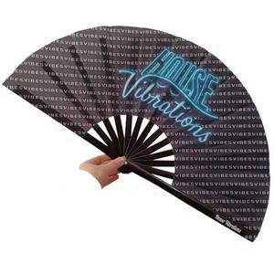 High Quality 33Cm Promotional Custom Printed Souvenir Rave Bamboo Kungfu <b>Fan</b> Polyester Men Fabric <b>Folding</b> <b>Hand</b> <b>Fans</b> - Product Image 3