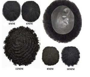 Prothèse capillaire <span class=keywords><strong>homme</strong></span> bouclée <span class=keywords><strong>afro</strong></span> 2mm, 100% cheveux humains, base en PU noir, système de remplacement capillaire naturel noir pour <span class=keywords><strong>homme</strong></span> - Product Image 6