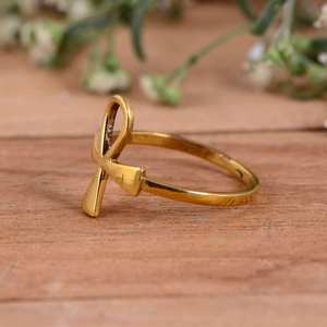 Anillo Midi Boho de Lujo con Cruz Ankh, Chapado en Oro de 14K y Plata de Ley 925, Joyería de Boda Hecha a Mano con Diseño Egipcio Antiguo - Product Image 4