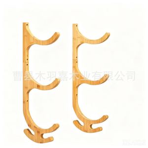 Support mural en bois pour tapis de yoga, 60 cm, 3 niveaux, rangement robuste pour la maison, la salle de sport, organisateur d'accessoires de yoga - Product Image 5