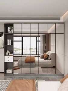 <span class=keywords><strong>Armario</strong></span> para el hogar, dormitorio, vestidor <span class=keywords><strong>con</strong></span> <span class=keywords><strong>espejo</strong></span> de moda, luz de lujo, Panel Simple moderno de madera contrachapada, gabinete combinado para dormitorio principal - Product Image 3