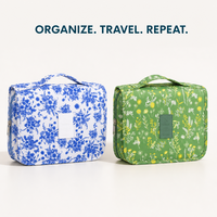 Sac de toilette de voyage HANFEIZI à imprimé floral avec crochet de suspension