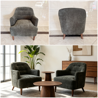 Fauteuil d'appoint moderne de luxe, élégant avec dossier capitonné boutonné, pieds en bois massif, écologique et durable, mobilier de salon pour la maison
