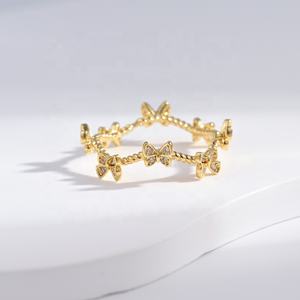 custom plata 925 sterling silver pearl vintage zircon <b>ring</b> fashion bow summer gold plated butterfly <b>adjustable</b> <b>rings</b> for women - Product Image 5