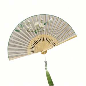 Abanico de mano de bambú clásico tradicional de 23 cm al por mayor, con logotipo personalizado impreso, plegable, artesanal, tallado a mano, para bodas - Product Image 3