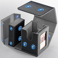 Boîte de rangement Commander avec fenêtre de visualisation, porte-cartes magnétique 35pt, plateau à dés, boîte de jeu TCG pour 100+ cartes à double pochette