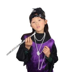 1920s Flapper Girl Costume Set With <b>Sequined</b> Headband Pearl Necklace And Cigarette Pipe Props For Party Carnival Dress Up - Product Image 1