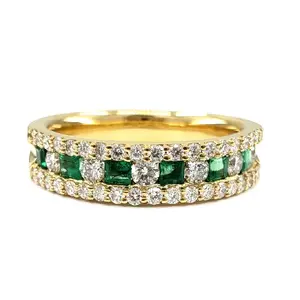 Hong Kong High End Fine Jewelry Wholesale 14k Gold Emerald Gemstone Engagement Rings For Wedding Woman