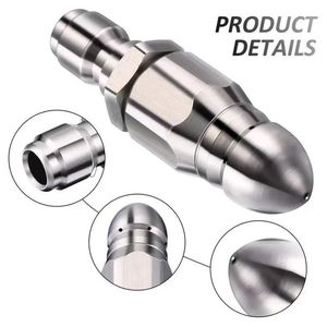 High <b>Pressure</b> Nozzle Stainless Steel 1/4 Quick Insert Front 1 Rear 6 <b>Sprayer</b> Head For Sewer Cleaning Unclogging - Product Image 3