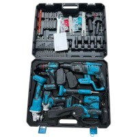Kit combiné d'outils électriques sans fil 6 en 1 : Perceuse à percussion, Meuleuse, Clé à chocs, Tronçonneuse, Cisaille, Batterie au lithium, Coffret de transport robuste