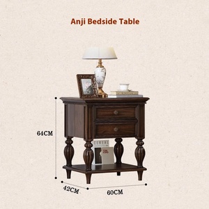Mesita de noche moderna Retro americana, armario de almacenamiento de madera maciza para dormitorio, armario de almacenamiento grande/pequeño de nogal negro para dormitorio - Product Image 6