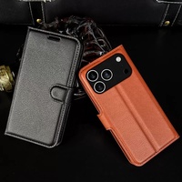 Étui en cuir PU Litchi OEM avec porte-cartes, étui de téléphone en cuir pour iPhone 17 17 Pro 17 Pro Max A-2632