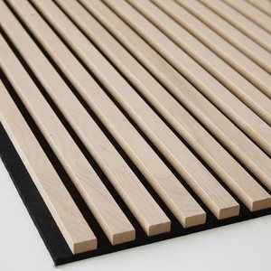 Panel de rejilla absorbente de sonido compuesto de madera maciza de fibra de poliéster, Panel de decoración de pared para uso doméstico y comercial, - Product Image 6