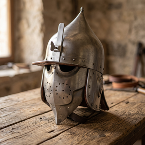 Casco de Armadura Vikinga Medieval, Malla de Caballero Plateada, Estilo Antiguo, Moderno y Tradicional, Cruz de Ángel, Disfraz de Halloween, Cosplay - Product Image 1