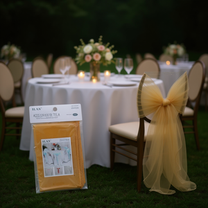 Fascia per Sedia ILAN Champagne 23x270cm in Tulle Decorativo - Product Image 2