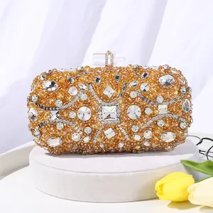 High Quality Excellent Handmade Rhinestone Clutch Stone Evening Bags And chain Wedding bags