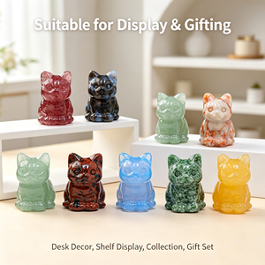 Figurine de chat en cristal de quartz naturel, pierre de guérison polie, sculpture énergétique positive, porte-bonheur, décoration intérieure, cadeau de collection - Product Image 1