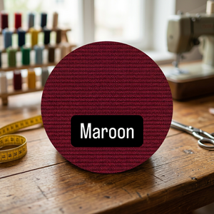 Poco Chex Maroon Polyester Rib Knit Fabric Textured Knitted Textile Material For Fashion Apparel Garment Manufacturing - Product Image 1