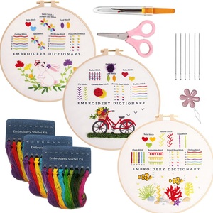 Kit de manualidades de bordado Diy, práctica de inicio de puntadas, <span class=keywords><strong>patrones</strong></span> de <span class=keywords><strong>punto</strong></span> de <span class=keywords><strong>cruz</strong></span>, hilos y aros, Kits de inicio de bordado con patrón - Product Image 2