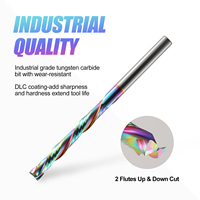 Fresa de compresión de 2 filos con recubrimiento arcoíris, corte ascendente y descendente, de carburo de tungsteno para router CNC, para madera y acrílico